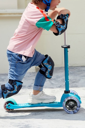 Micro Scooter Aqua Blue Mini Deluxe LED Three Wheel Scooter 2-5 Years