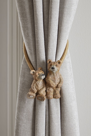 Set of 2 Natural Magnetic Barnaby The Bear Curtain Tie Backs