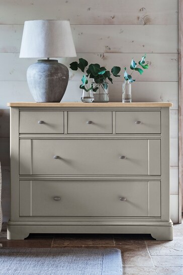 Grey Hampton Painted Oak Collection Luxe 5 Drawer Chest of Drawers