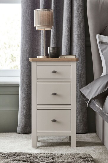 Stone Hampton Country Collection Luxe Painted Oak 3 Drawer Slim Bedside Table