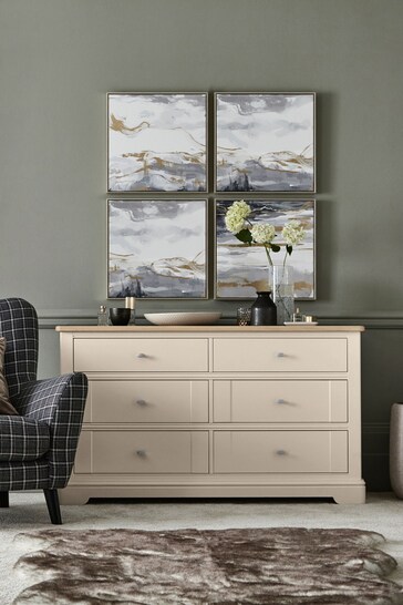 Stone Hampton Painted Oak Collection Luxe 6 Drawer Wide Chest of Drawers