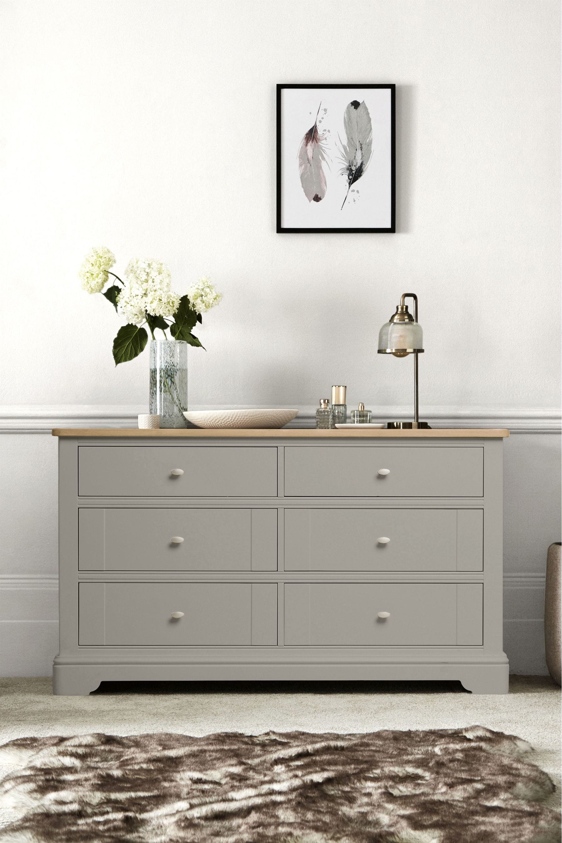 Grey wide outlet chest of drawers