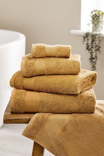 mustard and grey towels