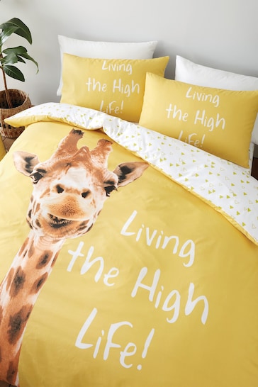 Catherine Lansfield Yellow Giraffe Duvet Cover and Pillowcase Set