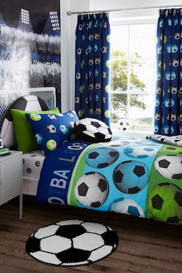 Catherine Lansfield Blue Football Duvet Cover and Pillowcase Set