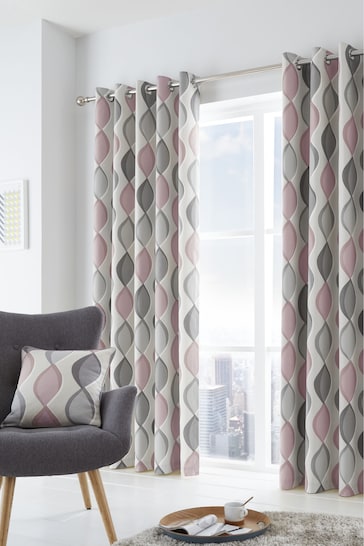 Fusion Pink Lennox Ogee Eyelet Curtains