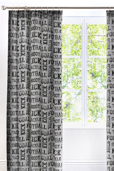 Bedlam Grey Football Pencil Pleat Curtains