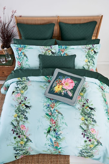 Ted Baker Opal Blue Tropical Elevations 220 Thread Count Cotton Sateen Duvet Cover