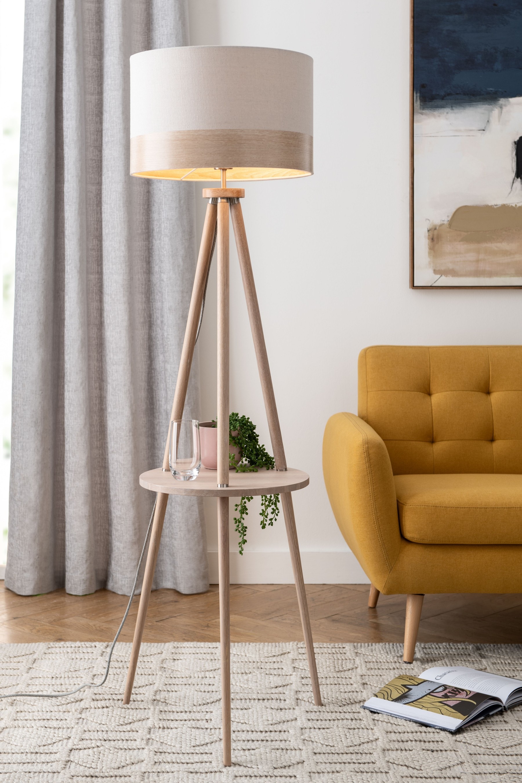 Buy Natural Malmo Shelved Wood Tripod Floor Lamp from the Next UK