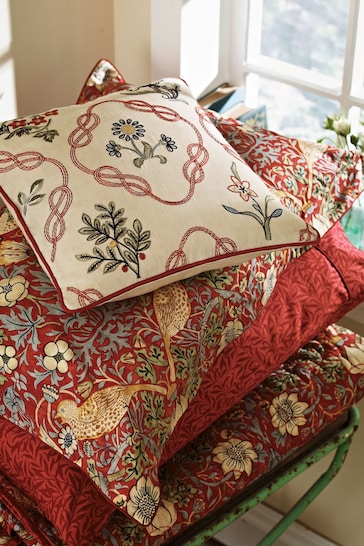 Morris & Co. Crimson Red Strawberry Thief 300 Thread Count Housewife Pillowcase