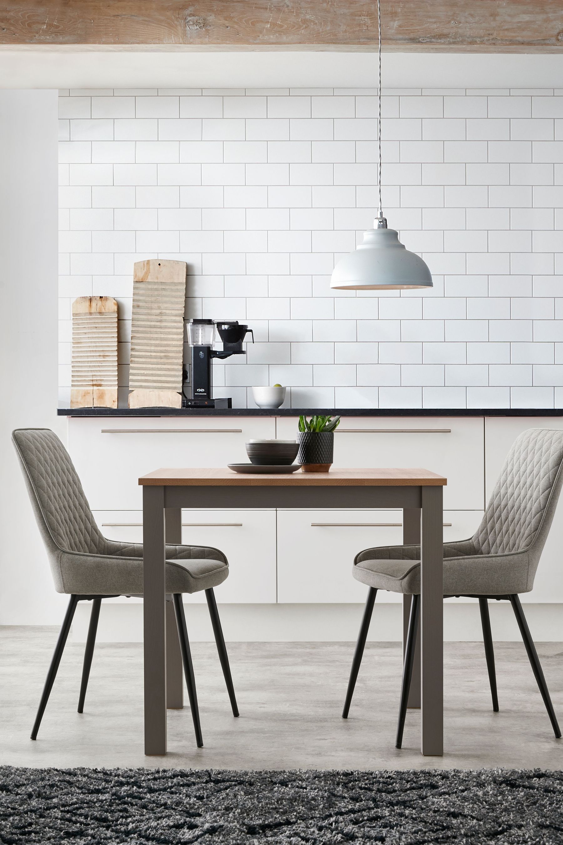 Dove Grey Malvern Oak Effect Square 4 Seater Dining Table