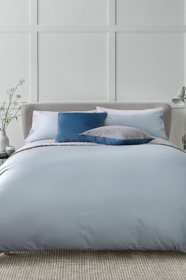Pale Blue Collection Luxe 400 Thread Count 100% Egyptian Cotton Sateen Duvet Cover And Pillowcase Set