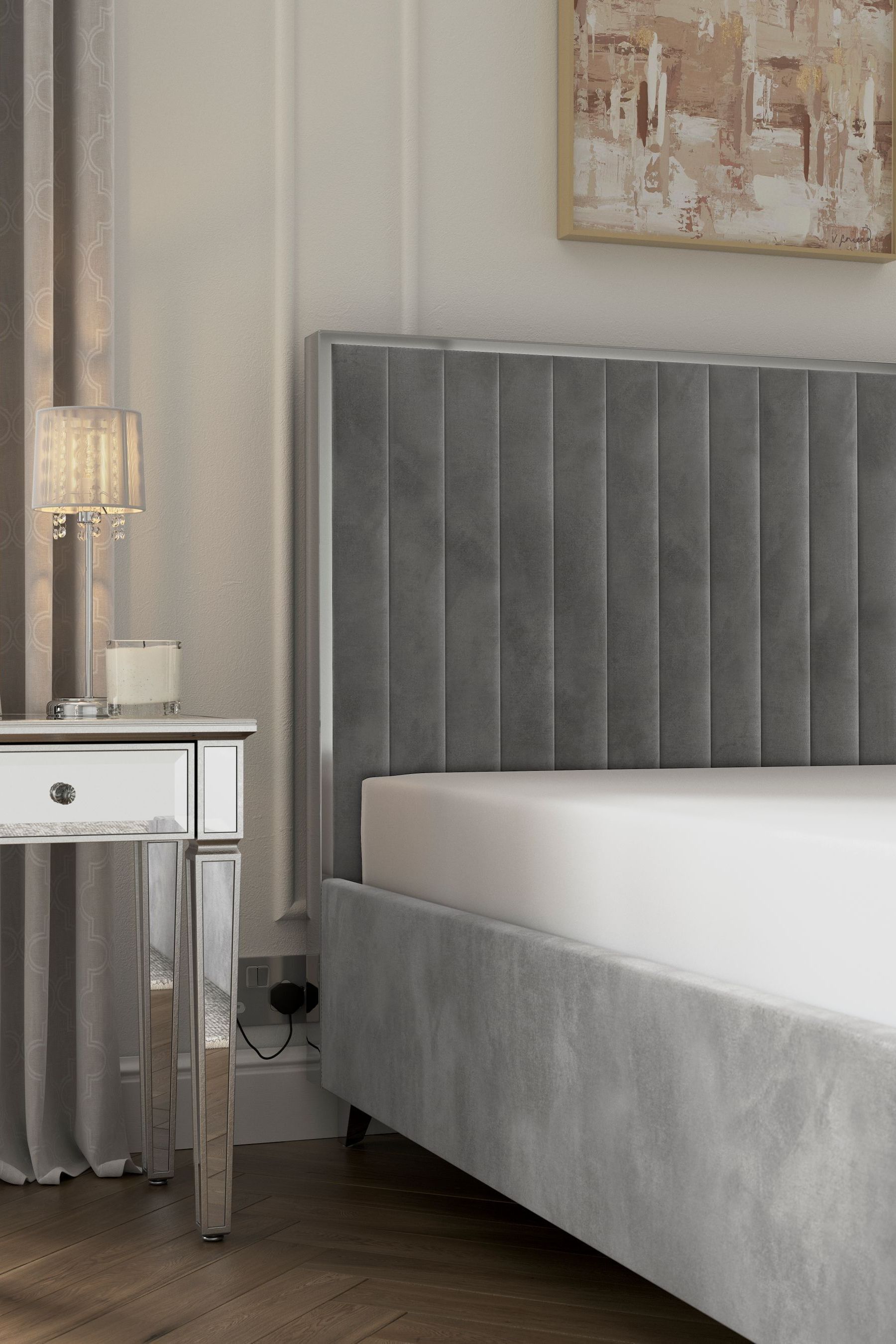 Buy Opulent Velvet Steel Grey Portia Upholstered Ottoman Storage Bed