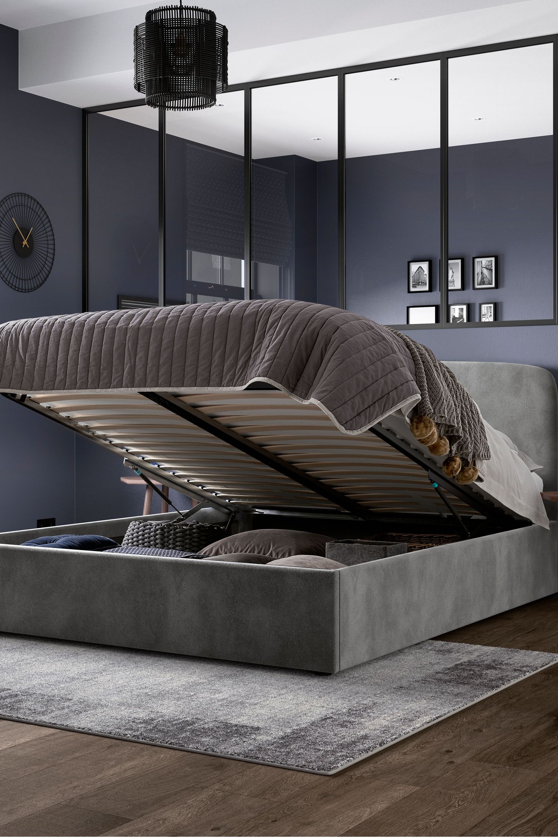 Next grey shop velvet bed