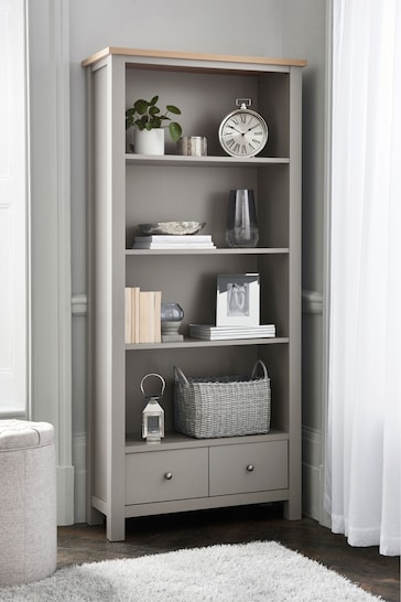 Dove Grey Malvern Oak Effect Bookcase Shelf