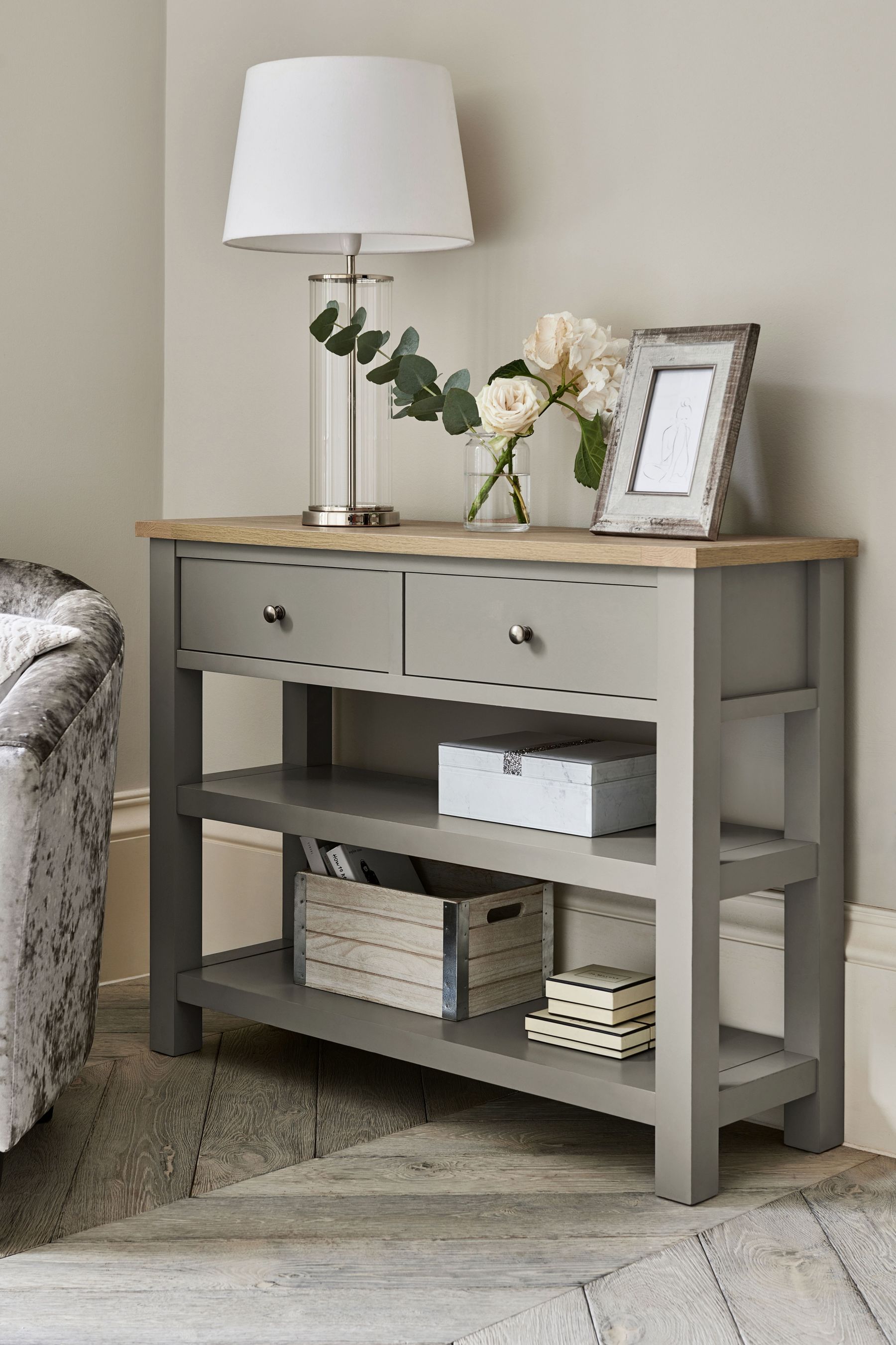 Dove Grey Malvern Oak Effect Console
