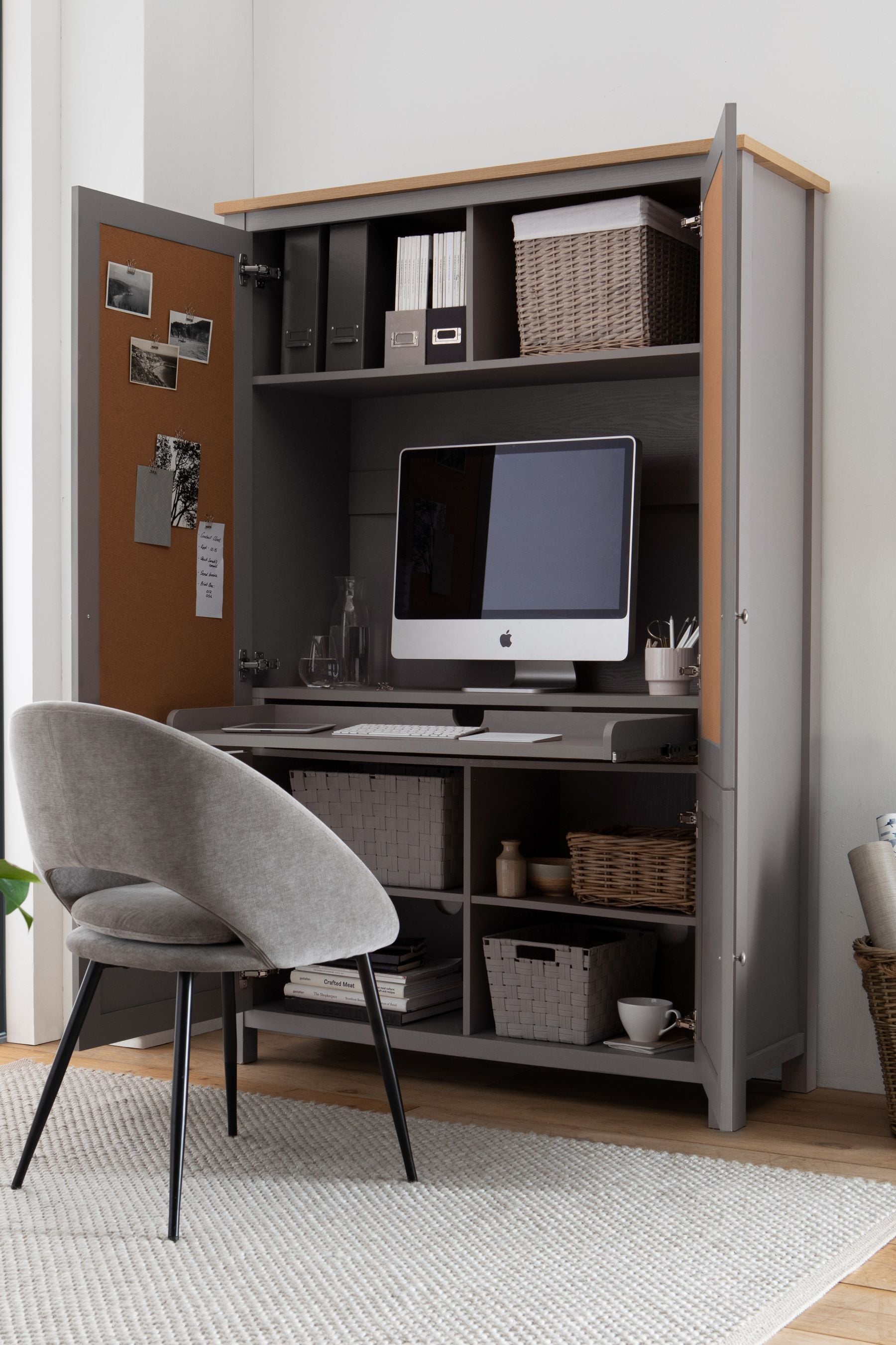Dove Grey Malvern Oak Effect Hideaway Desk