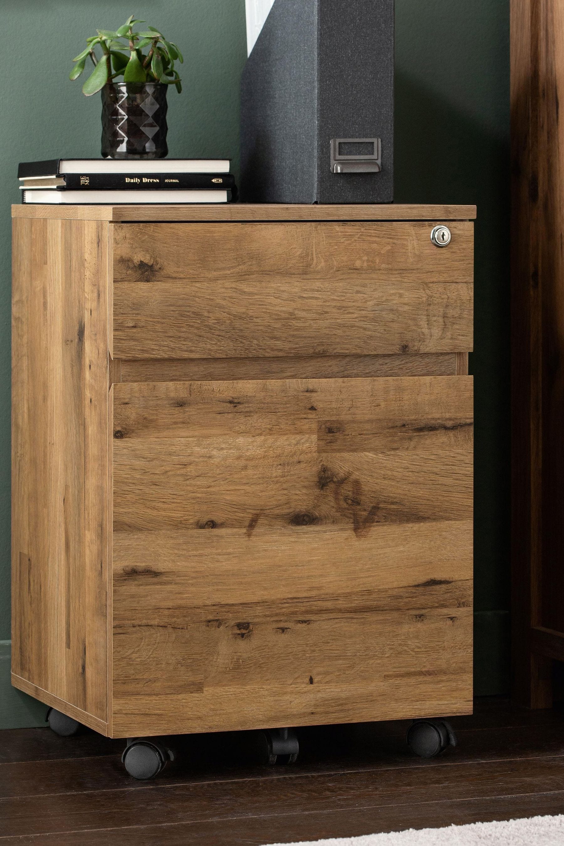 Oak effect shop filing cabinet