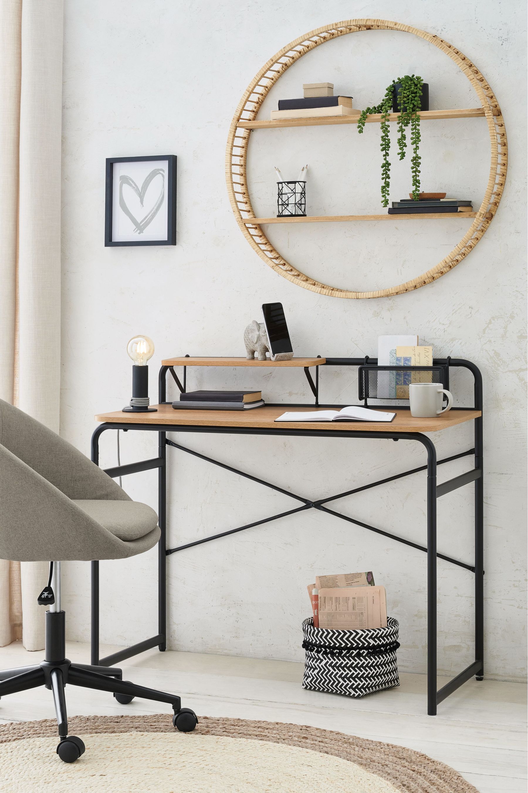 Small oak store effect desk