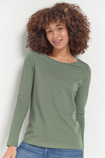 Buy Khaki Green Long Sleeve Crew Neck Top from the Next UK online shop