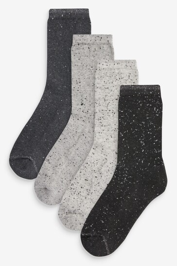 Monochrome Neppy Cushion Sole Socks 4 Pack