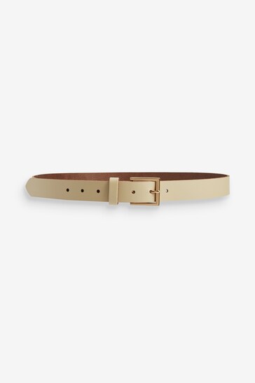 Cream Leather Jeans Belt