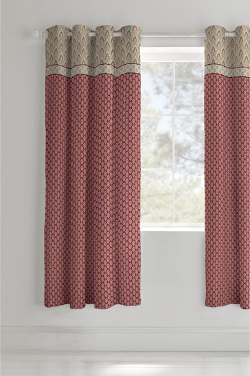 Catherine Lansfield Red Kashmir Lined Eyelet Curtains