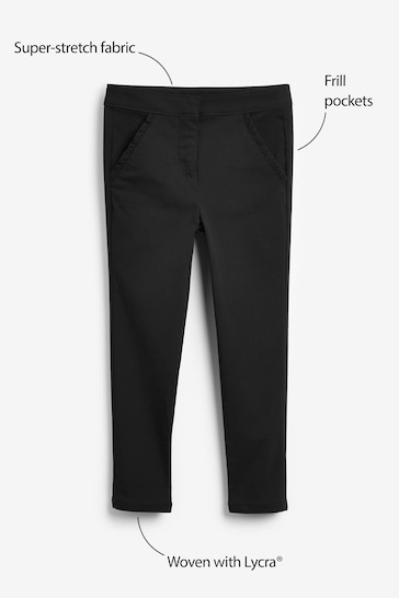 Black Frill Detail Stretch Skinny Trousers (3-16yrs)