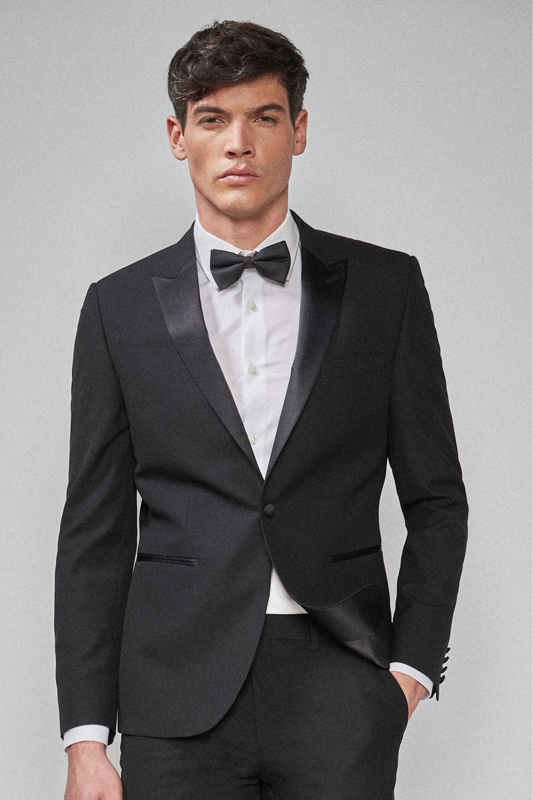 Buy Black Slim Fit Tuxedo Suit: Jacket from the Next UK online shop