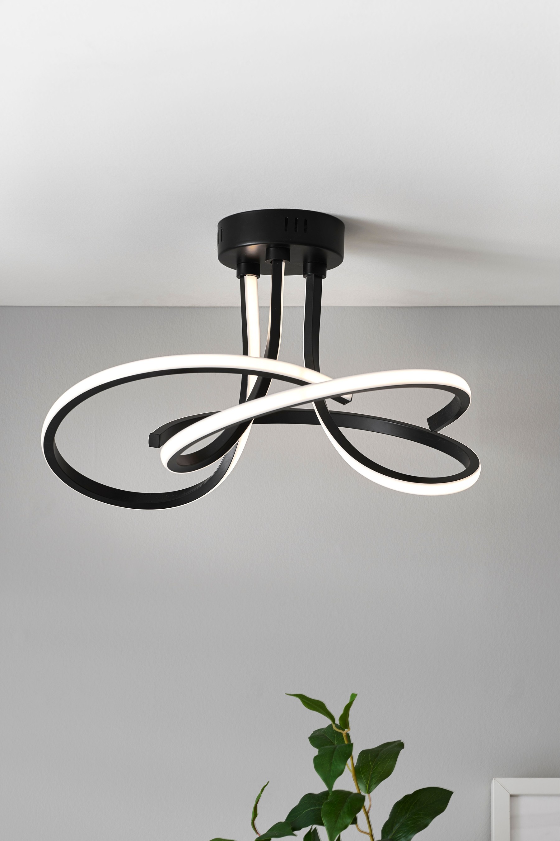 Black Sculptural LED Flush Ceiling Light