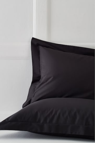 Set of 2 Black Graphite Cotton Rich Pillowcases