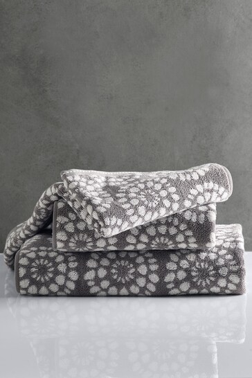 Grey Geo Charcoal Egyptian Cotton Towel
