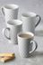 Grey Geo Embossed Set of 4 Latte Mugs