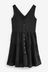 Black Linen Mix Button Through Summer Dress
