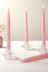 Set of 4 Coral Pink Wax Taper Dinner Scented Candles