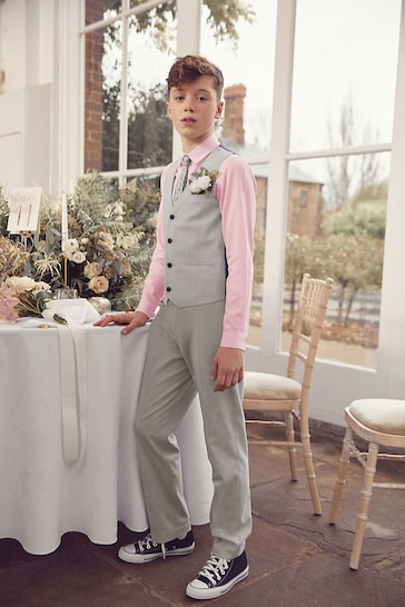 Grey Waistcoat, Pink Shirt & Tie Set Waistcoat (12mths-16yrs)