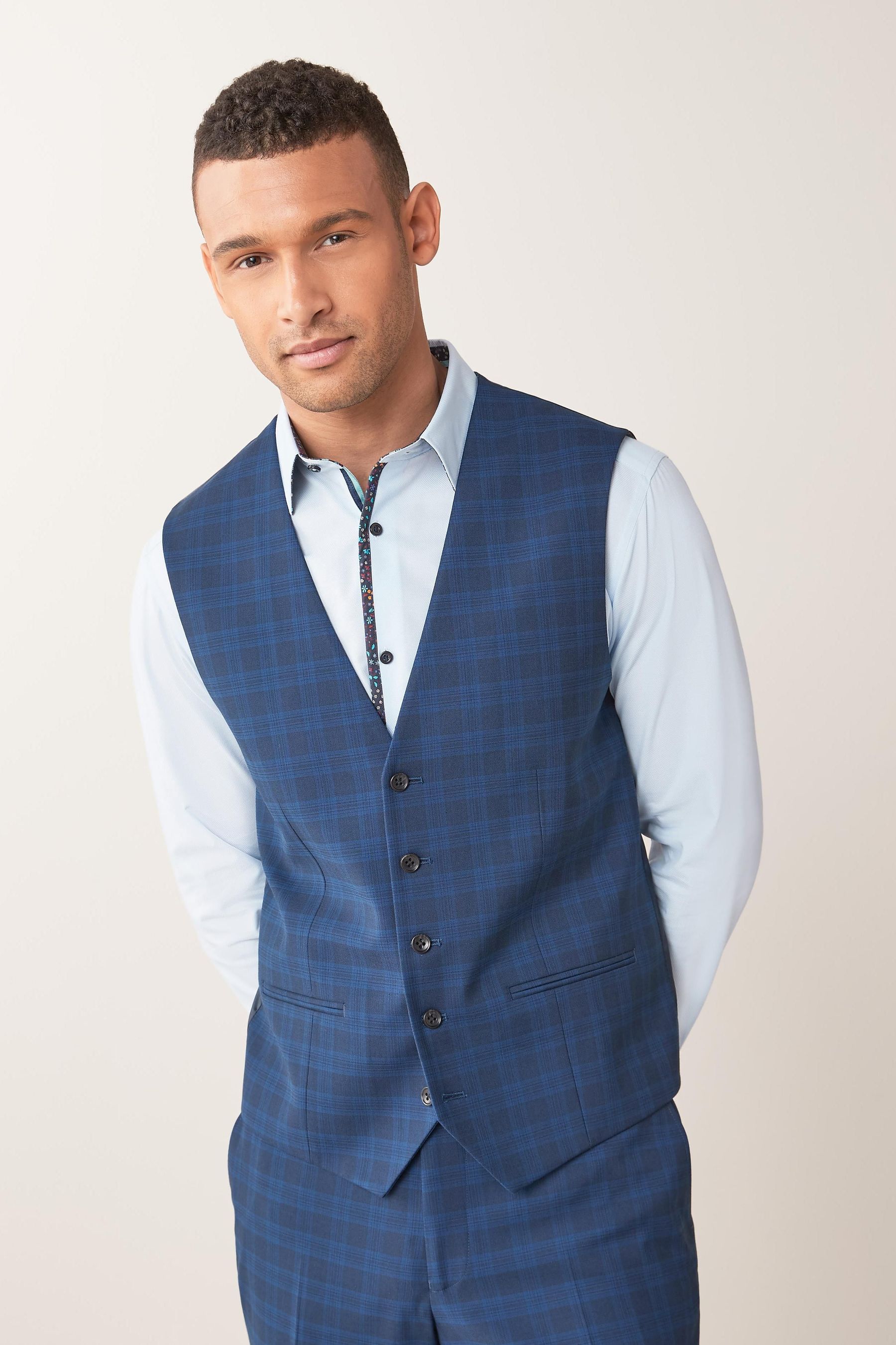 Buy Check Tailored Fit Suit: Waistcoat from Next Ireland