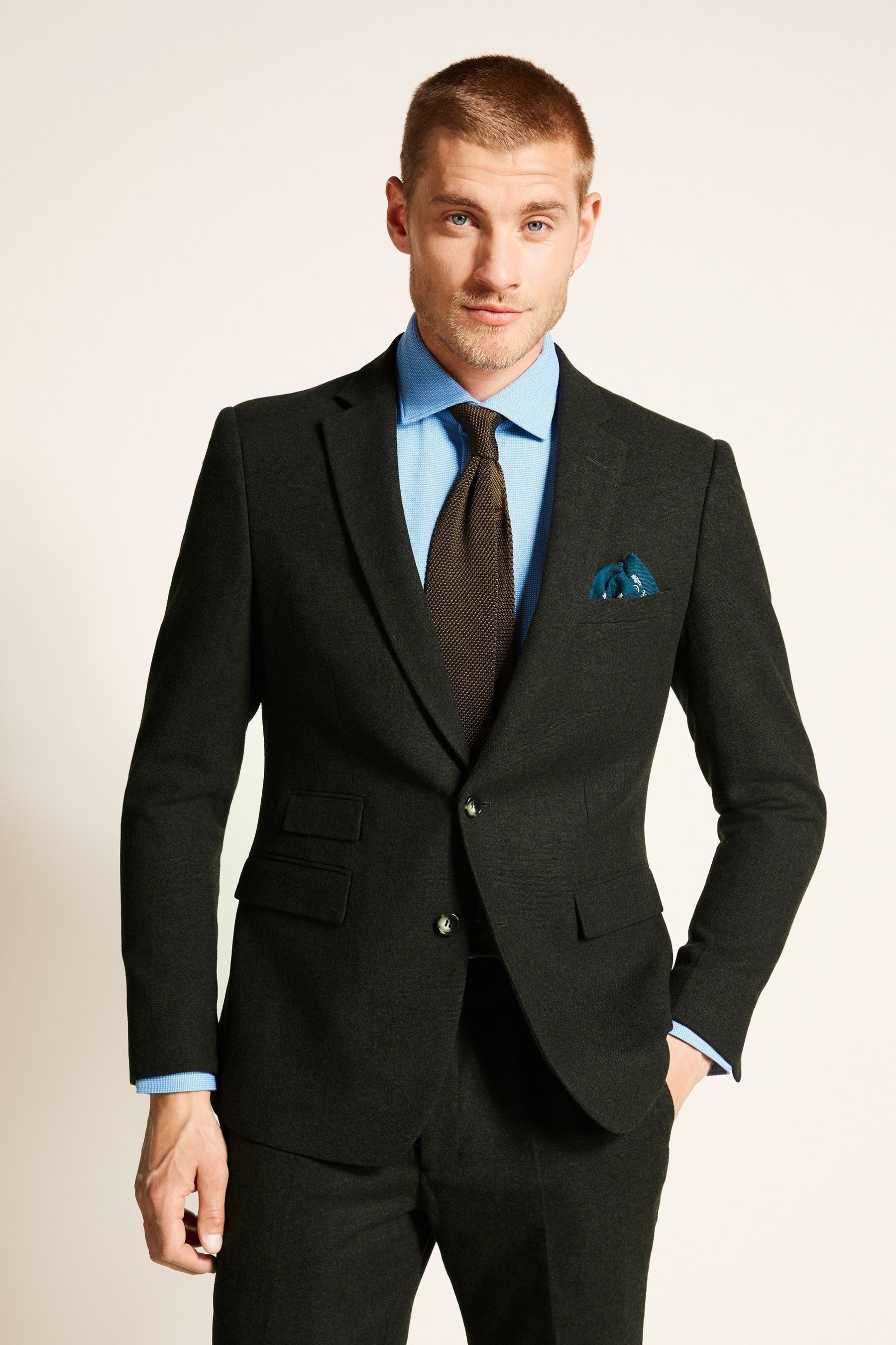 Buy Moss Slim Fit Khaki Green Donegal Tweed Suit: Jacket from the Next ...