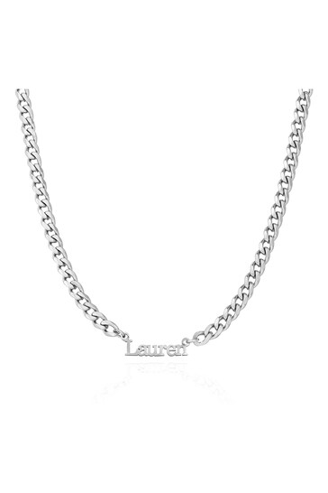 Abbott Lyon Silver Curb Chain Editorial Personalised Name Necklace