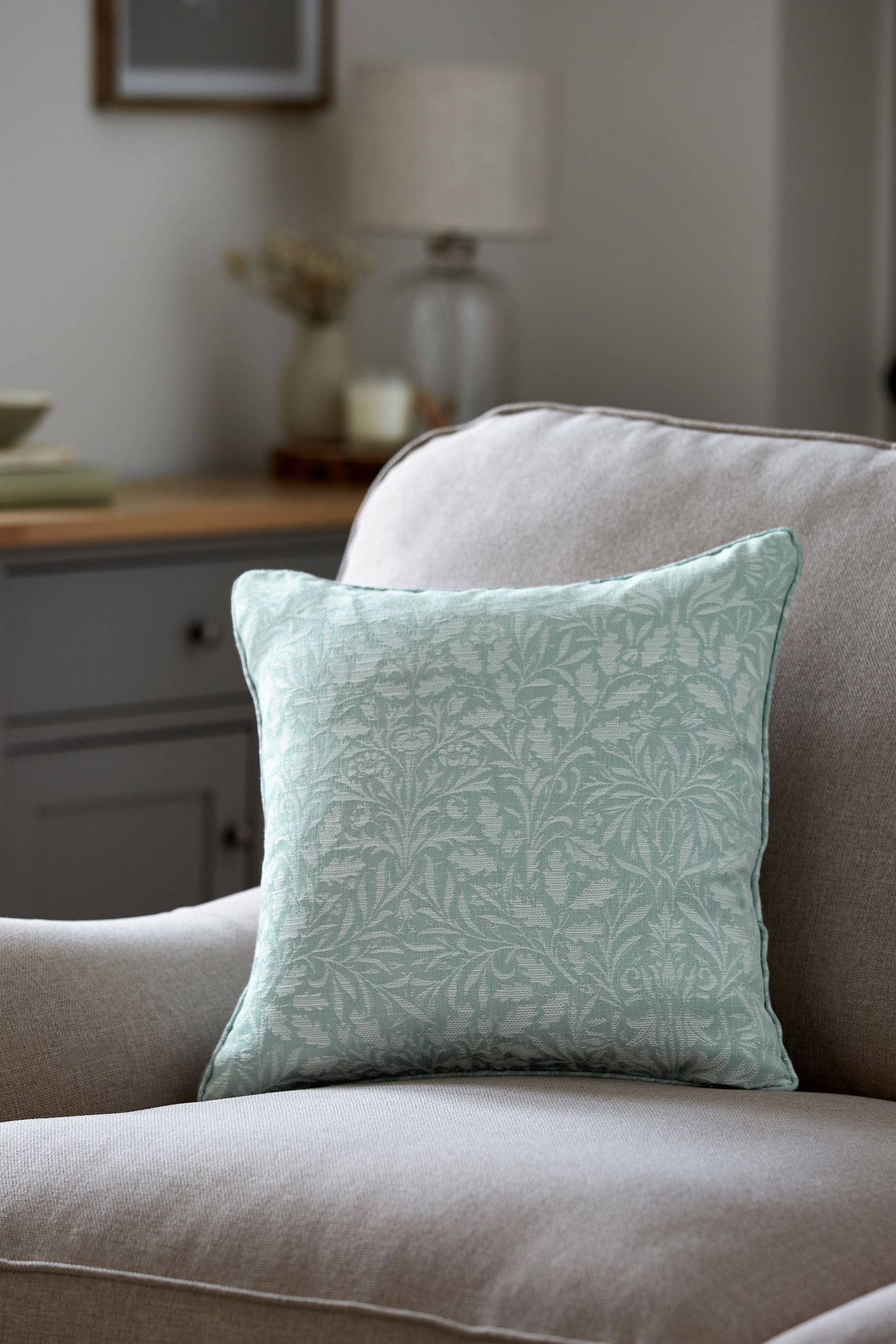 Buy Duck Egg Blue Jacquard Floral Cushion from the Next UK online shop