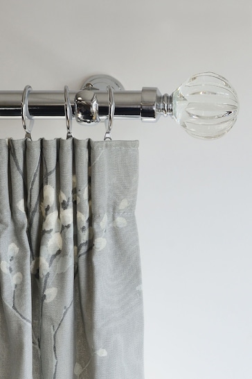 Laura Ashley Chrome 28mm Metal Curtain Pole With Vivien Glass Finial