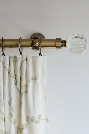 Laura Ashley Antique Brass 28mm Metal Curtain Pole With Vivien Glass Finial