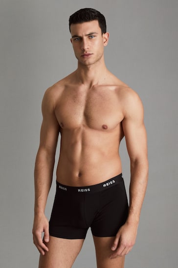 Reiss Black Heller Three Pack of Cotton Blend Boxers