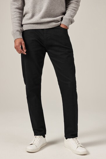 Solid Black Slim Tapered Classic Stretch Jeans