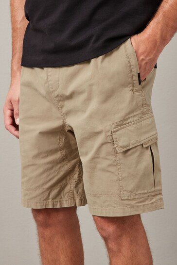 Stone Drawstring Waist Cargo Shorts