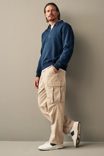 Stone Parachute Relaxed Cargo Trousers