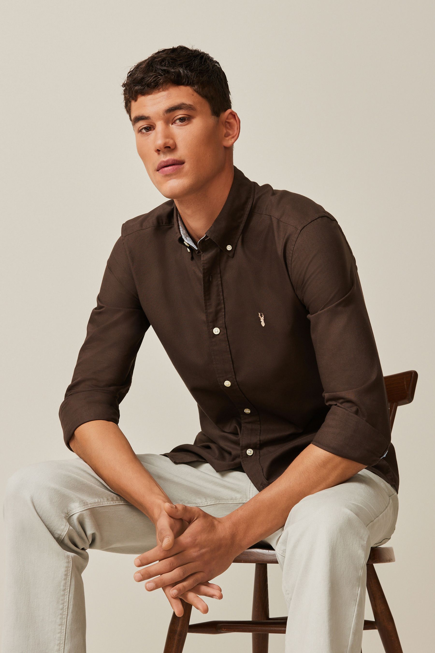 Mens brown shirt sales