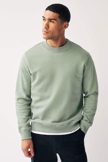 Sage Green Regular Fit Crew Sweatshirt