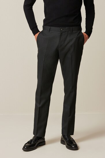 Black Slim Textured Smart Trousers