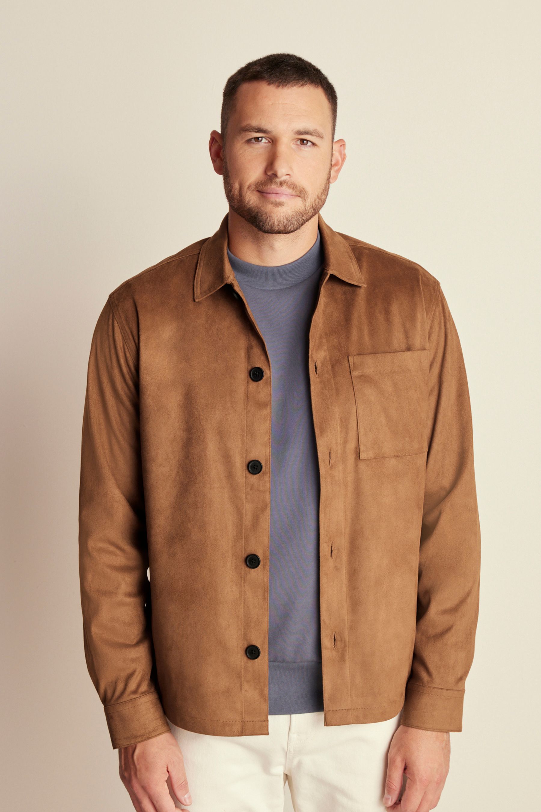 Faux suede overshirt shop